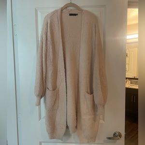 Pastel Pink, Fuzzy Long Cardigan/Duster